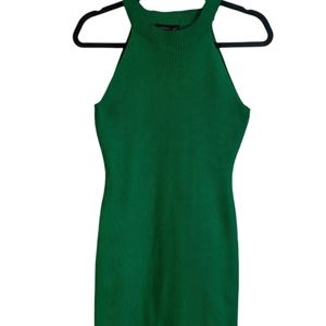 Green Medium Mini Body Fitting Sleeveless Dress